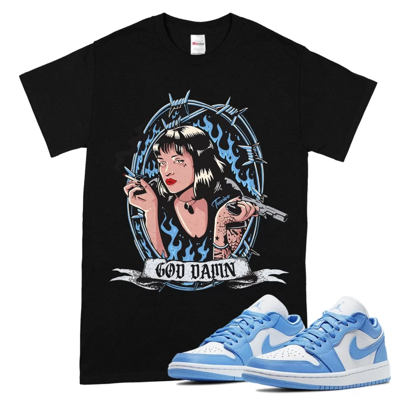 TeeVivo T-Shirt Match Air Jordan 1 Low UNC God Daaamn – Air Jordan 1 Shirt, AJ1 Shirt
