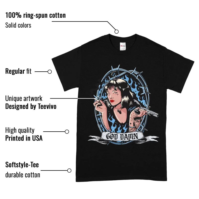 TeeVivo T-Shirt Match Air Jordan 1 Low UNC God Daaamn – Air Jordan 1 Shirt, AJ1 Shirt