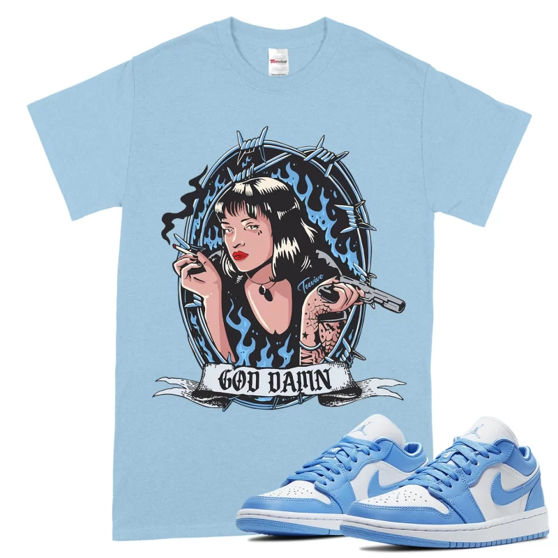 TeeVivo T-Shirt Match Air Jordan 1 Low UNC God Daaamn – Air Jordan 1 Shirt, AJ1 Shirt