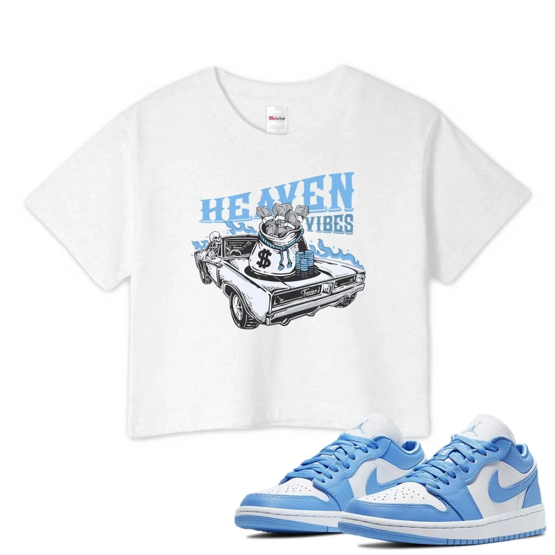 TeeVivo Crop Top Match Air Jordan 1 Low UNC Heaven vibes – Air Jordan 1 Crop Top, AJ1 Crop Top