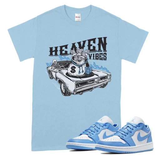 TeeVivo T-Shirt Match Air Jordan 1 Low UNC Heaven vibes – Air Jordan 1 Shirt, AJ1 Shirt