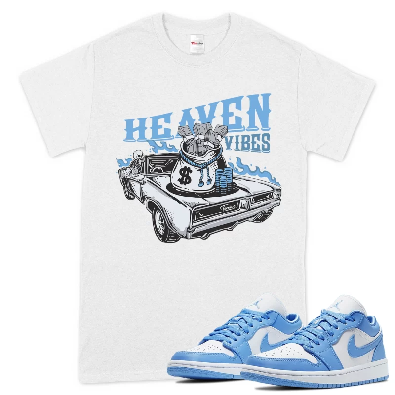 TeeVivo T-Shirt Match Air Jordan 1 Low UNC Heaven vibes – Air Jordan 1 Shirt, AJ1 Shirt