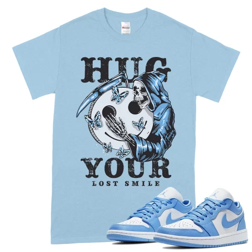 TeeVivo T-Shirt Match Air Jordan 1 Low UNC Hug your lost smile – Air Jordan 1 Shirt, AJ1 Shirt