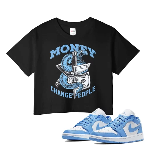 TeeVivo Crop Top Match Air Jordan 1 Low UNC Money change people – Air Jordan 1 Crop Top, AJ1 Crop Top