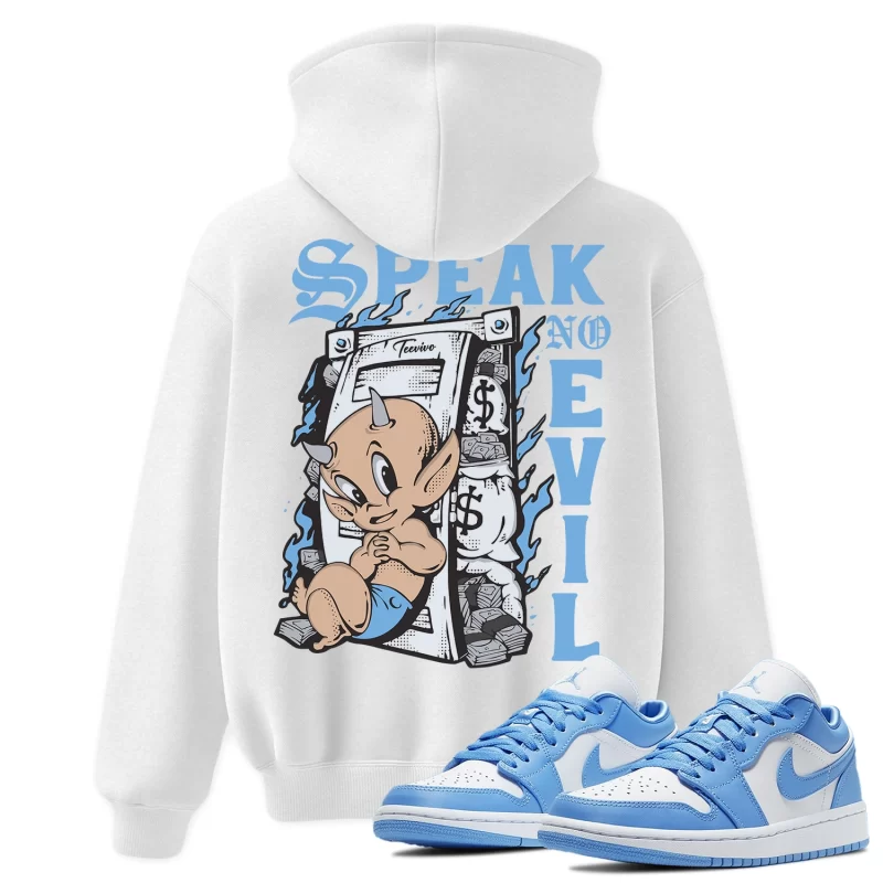 TeeVivo Hoodie Match Air Jordan 1 Low UNC Speak no evil – Air Jordan 1 Hoodie, AJ1 Hoodie