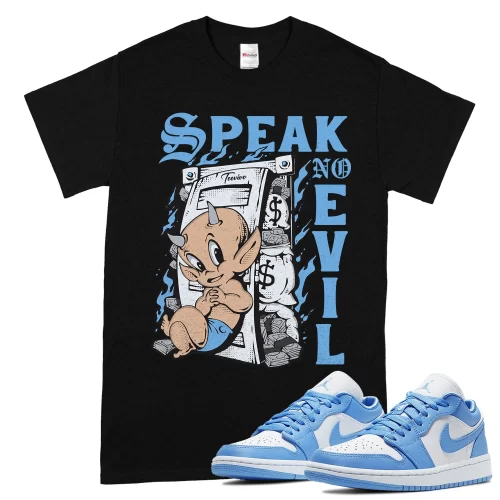 TeeVivo T-Shirt Match Air Jordan 1 Low UNC Speak no evil – Air Jordan 1 Shirt, AJ1 Shirt