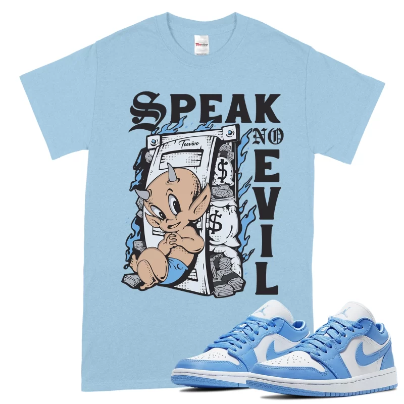 TeeVivo T-Shirt Match Air Jordan 1 Low UNC Speak no evil – Air Jordan 1 Shirt, AJ1 Shirt