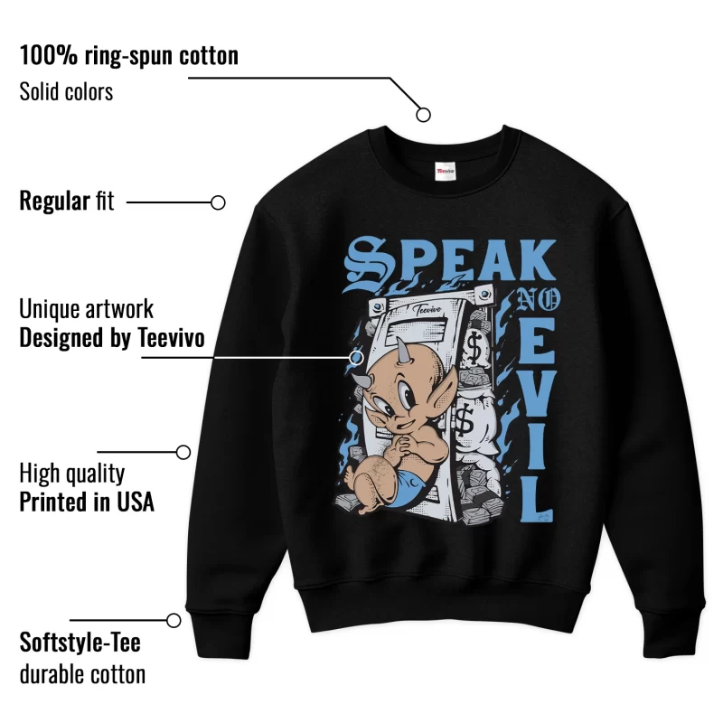 TeeVivo Sweatshirt Match Air Jordan 1 Low UNC Speak no evil – Air Jordan 1 Sweatshirt, AJ1 Sweatshirt