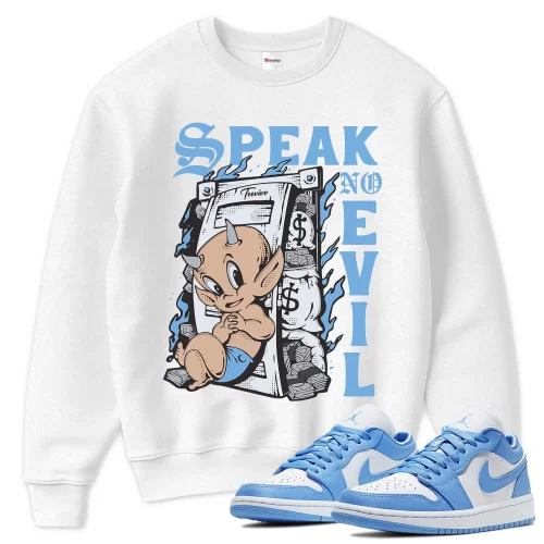 TeeVivo Sweatshirt Match Air Jordan 1 Low UNC Speak no evil – Air Jordan 1 Sweatshirt, AJ1 Sweatshirt