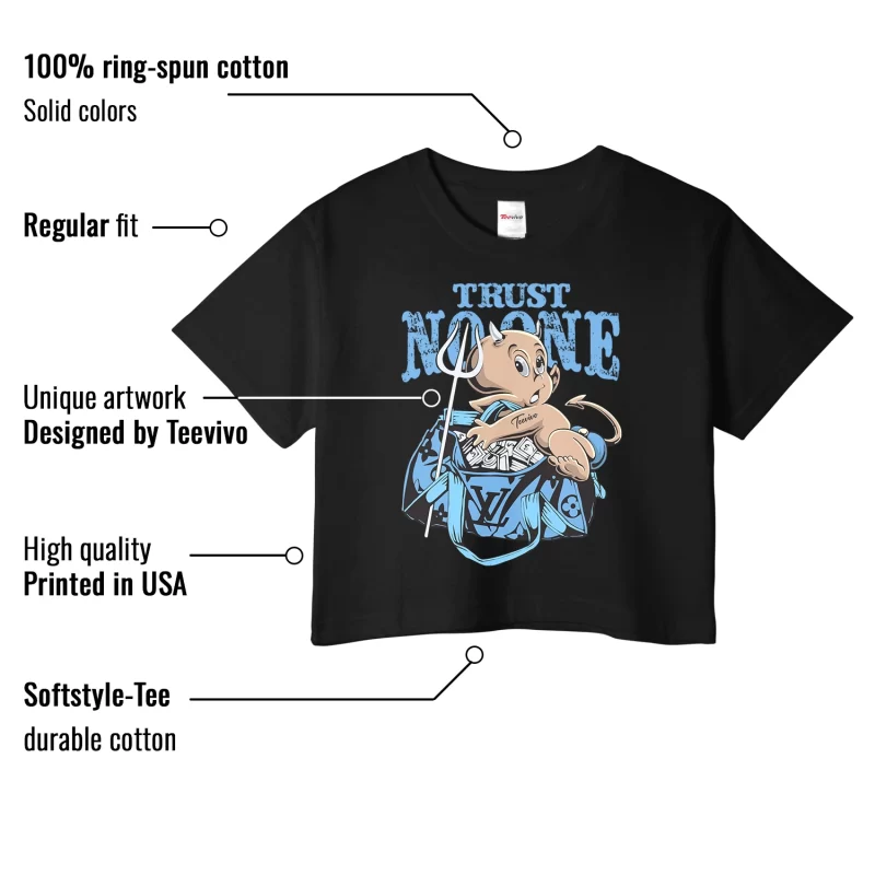 TeeVivo Crop Top Match Air Jordan 1 Low UNC Trust no one – Air Jordan 1 Crop Top, AJ1 Crop Top