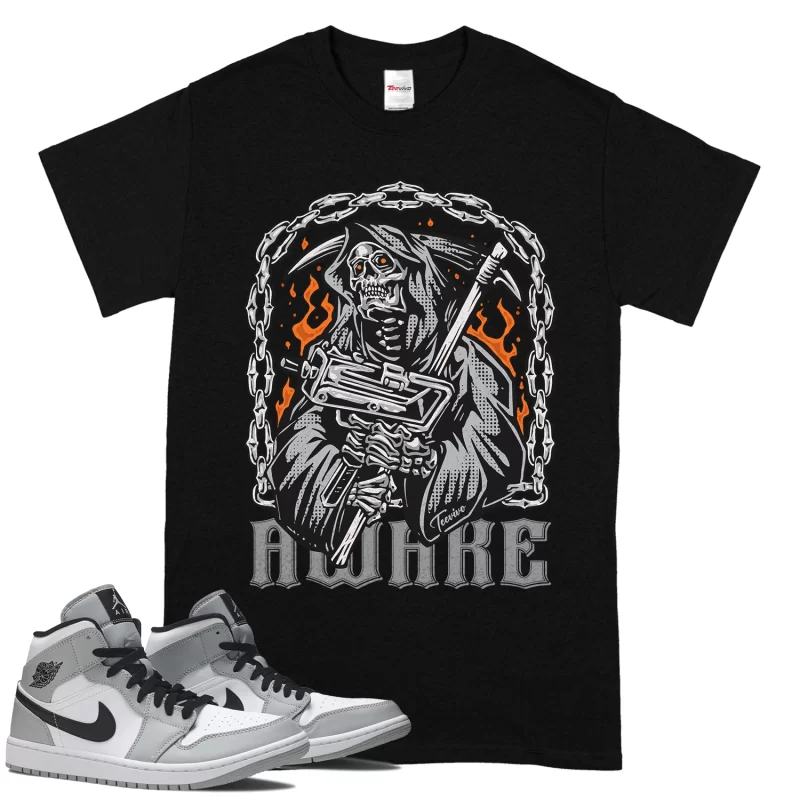 TeeVivo T-Shirt Match Air Jordan 1 Mid Light Smoke Grey Awake – Air Jordan 1 Shirt, AJ1 Shirt