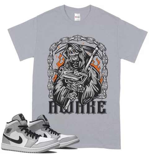 TeeVivo T-Shirt Match Air Jordan 1 Mid Light Smoke Grey Awake – Air Jordan 1 Shirt, AJ1 Shirt
