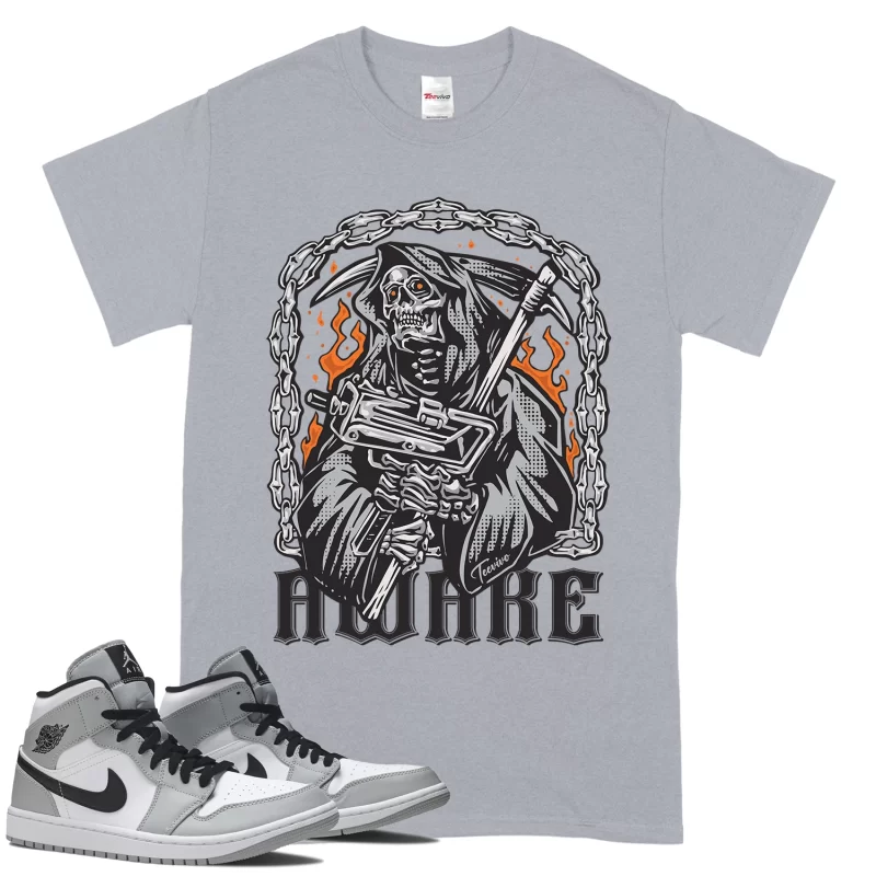 TeeVivo T-Shirt Match Air Jordan 1 Mid Light Smoke Grey Awake – Air Jordan 1 Shirt, AJ1 Shirt