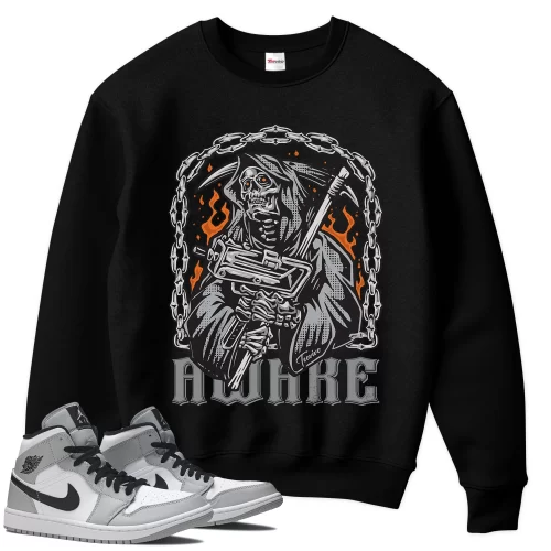 TeeVivo Sweatshirt Match Air Jordan 1 Mid Light Smoke Grey Awake – Air Jordan 1 Sweatshirt, AJ1 Sweatshirt