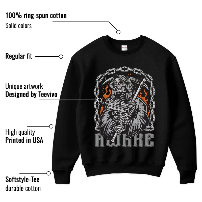 TeeVivo Sweatshirt Match Air Jordan 1 Mid Light Smoke Grey Awake – Air Jordan 1 Sweatshirt, AJ1 Sweatshirt