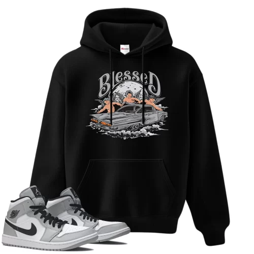 TeeVivo Hoodie Match Air Jordan 1 Mid Light Smoke Grey Blessed – Air Jordan 1 Hoodie, AJ1 Hoodie