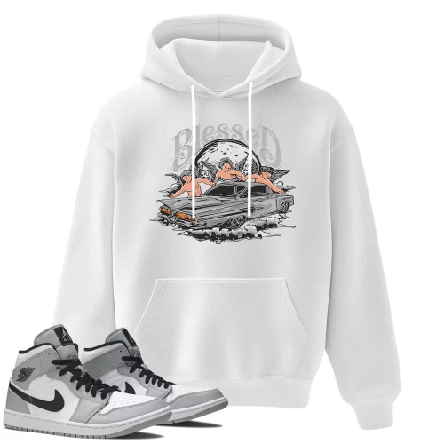 TeeVivo Hoodie Match Air Jordan 1 Mid Light Smoke Grey Blessed – Air Jordan 1 Hoodie, AJ1 Hoodie