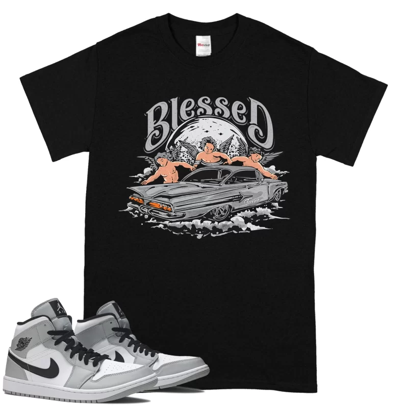 TeeVivo T-Shirt Match Air Jordan 1 Mid Light Smoke Grey Blessed – Air Jordan 1 Shirt, AJ1 Shirt