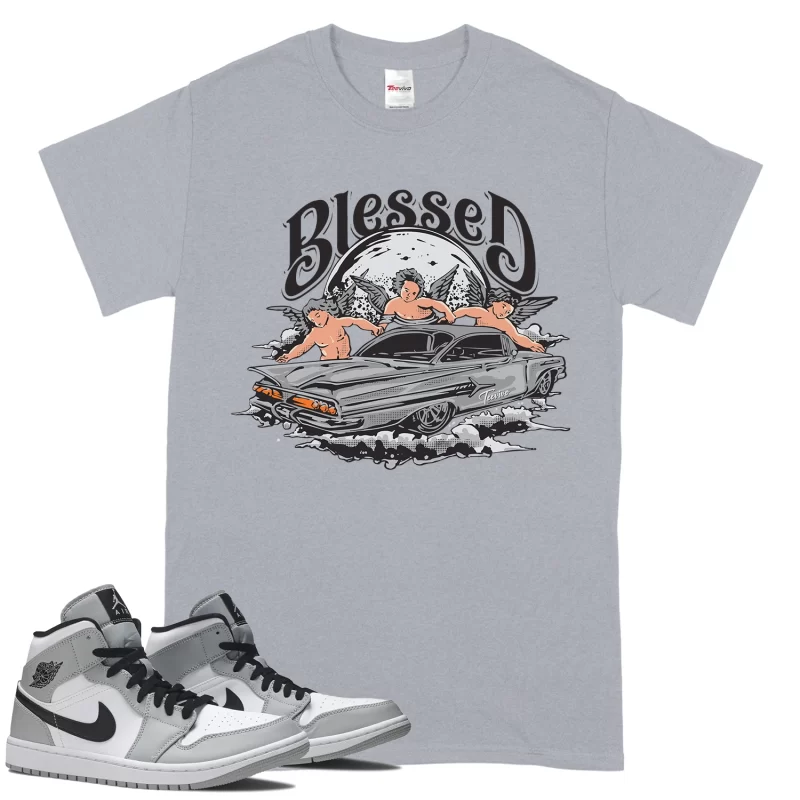 TeeVivo T-Shirt Match Air Jordan 1 Mid Light Smoke Grey Blessed – Air Jordan 1 Shirt, AJ1 Shirt