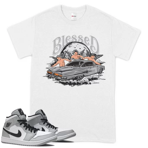 TeeVivo T-Shirt Match Air Jordan 1 Mid Light Smoke Grey Blessed – Air Jordan 1 Shirt, AJ1 Shirt