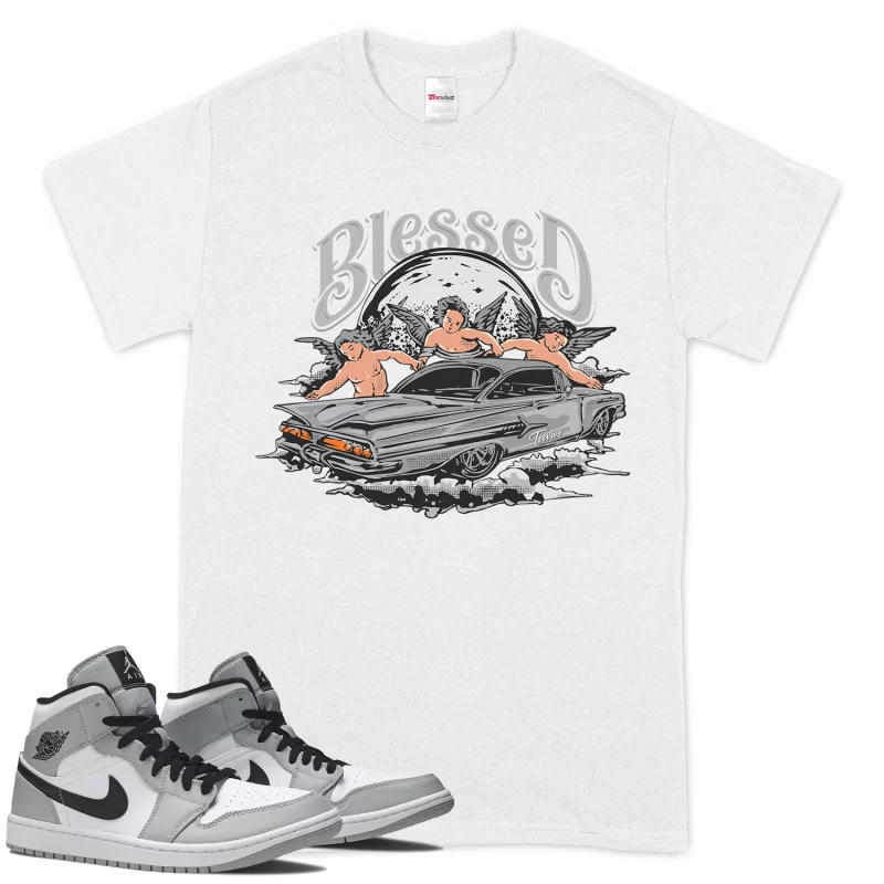 TeeVivo T-Shirt Match Air Jordan 1 Mid Light Smoke Grey Blessed – Air Jordan 1 Shirt, AJ1 Shirt