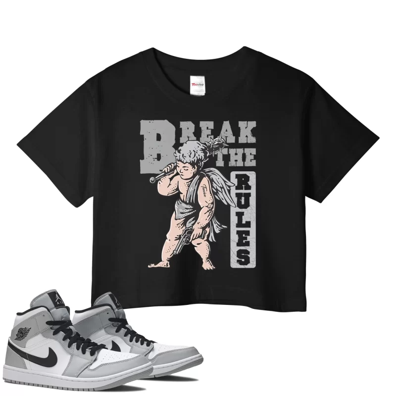 TeeVivo Crop Top Match Air Jordan 1 Mid Light Smoke Grey Break the rules – Air Jordan 1 Crop Top, AJ1 Crop Top