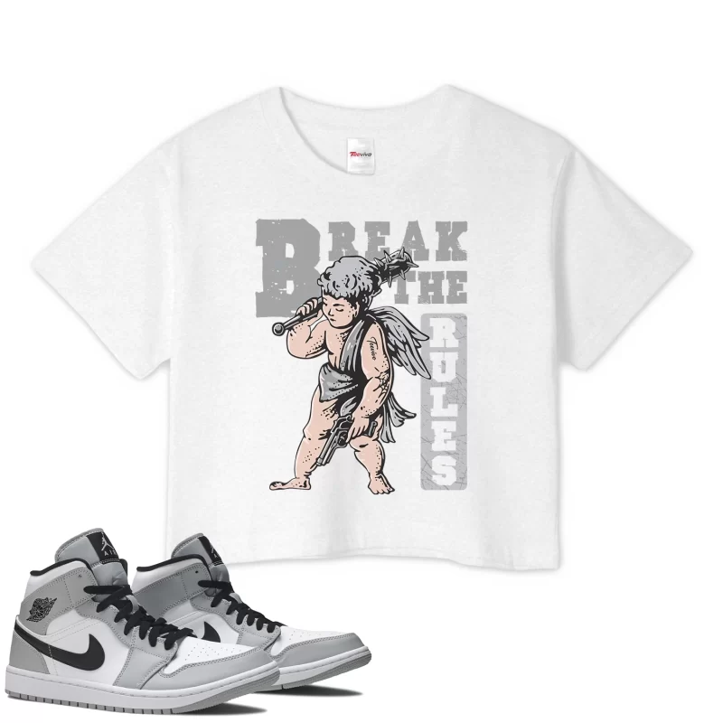 TeeVivo Crop Top Match Air Jordan 1 Mid Light Smoke Grey Break the rules – Air Jordan 1 Crop Top, AJ1 Crop Top