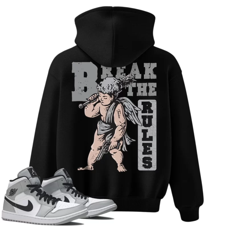 TeeVivo Hoodie Match Air Jordan 1 Mid Light Smoke Grey Break the rules – Air Jordan 1 Hoodie, AJ1 Hoodie