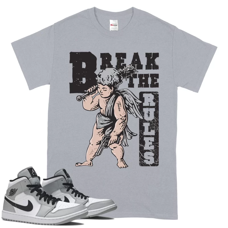 TeeVivo T-Shirt Match Air Jordan 1 Mid Light Smoke Grey Break the rules – Air Jordan 1 Shirt, AJ1 Shirt