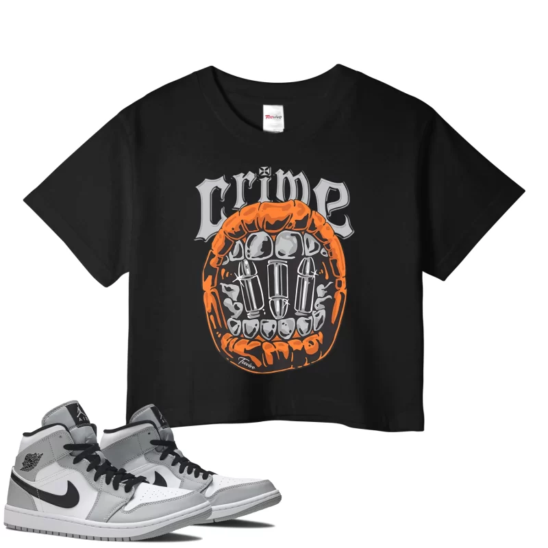 TeeVivo Crop Top Match Air Jordan 1 Mid Light Smoke Grey Crime – Air Jordan 1 Crop Top, AJ1 Crop Top