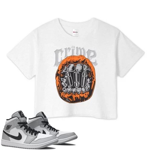TeeVivo Crop Top Match Air Jordan 1 Mid Light Smoke Grey Crime – Air Jordan 1 Crop Top, AJ1 Crop Top