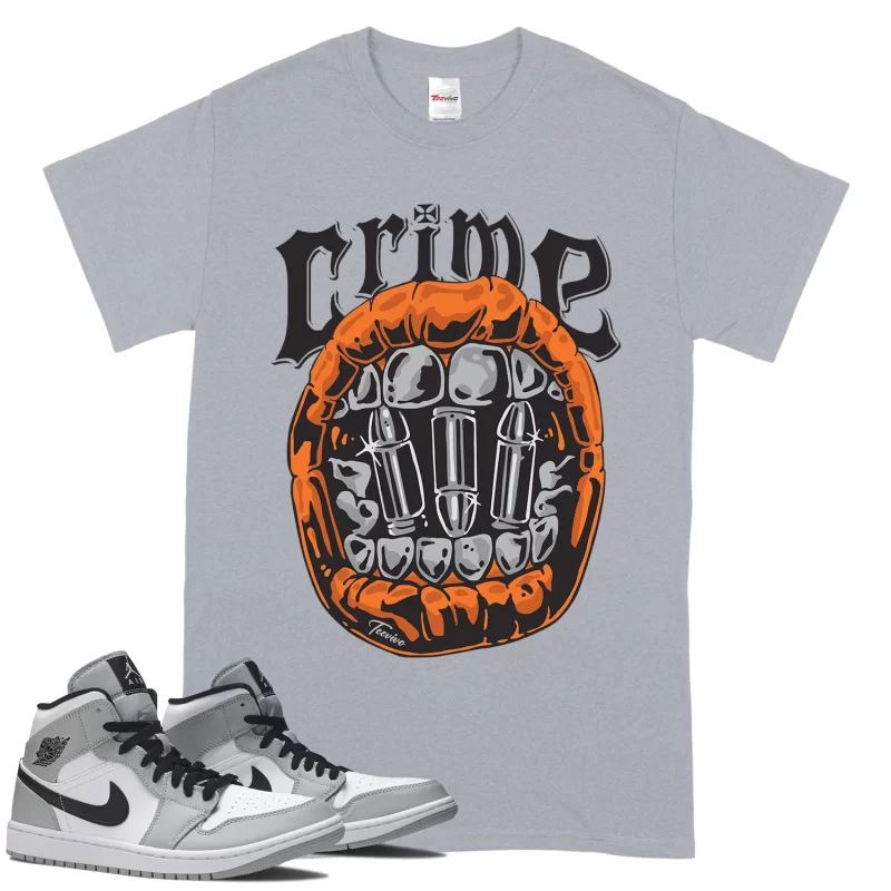 TeeVivo T-Shirt Match Air Jordan 1 Mid Light Smoke Grey Crime – Air Jordan 1 Shirt, AJ1 Shirt