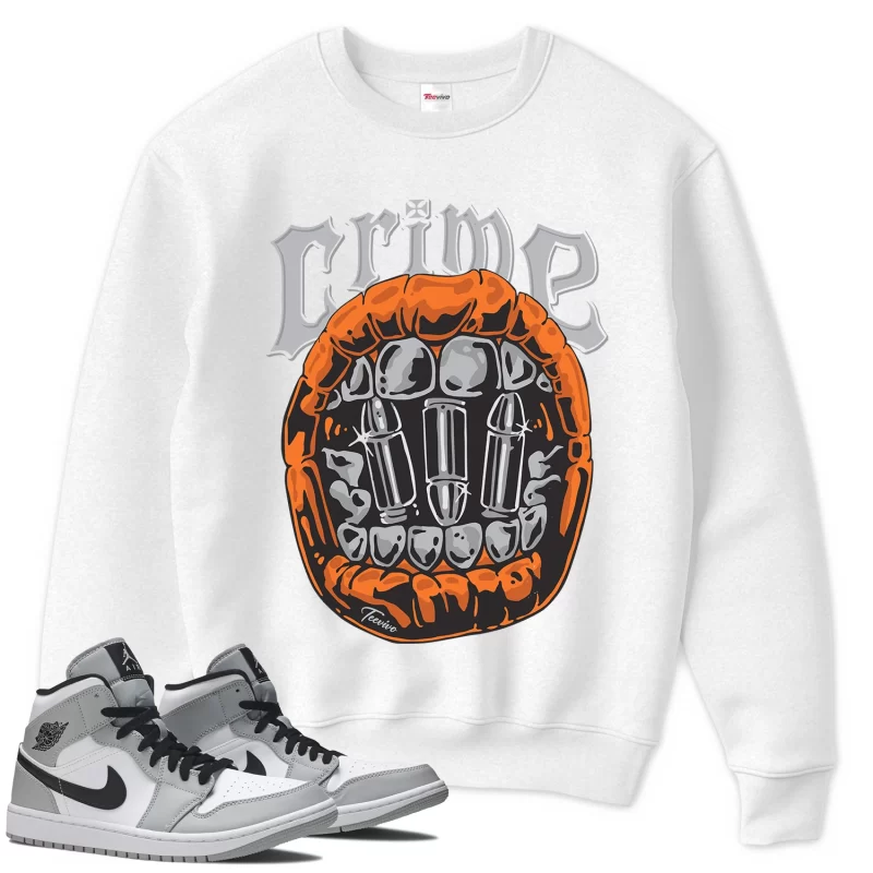 TeeVivo Sweatshirt Match Air Jordan 1 Mid Light Smoke Grey Crime – Air Jordan 1 Sweatshirt, AJ1 Sweatshirt