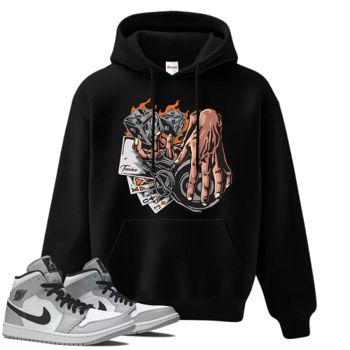 TeeVivo Hoodie Match Air Jordan 1 Mid Light Smoke Grey Gambling – Air Jordan 1 Hoodie, AJ1 Hoodie