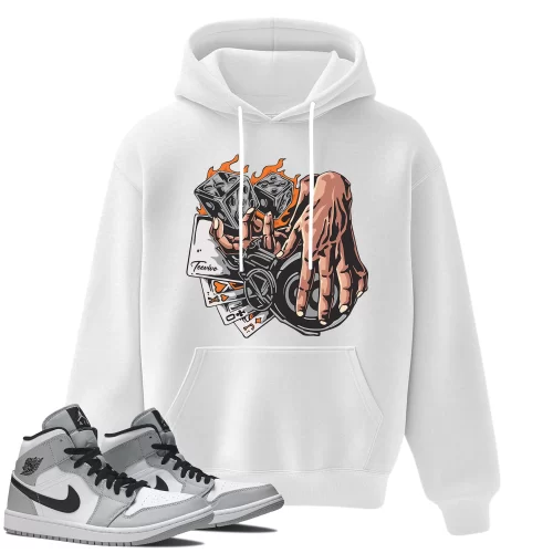 TeeVivo Hoodie Match Air Jordan 1 Mid Light Smoke Grey Gambling – Air Jordan 1 Hoodie, AJ1 Hoodie