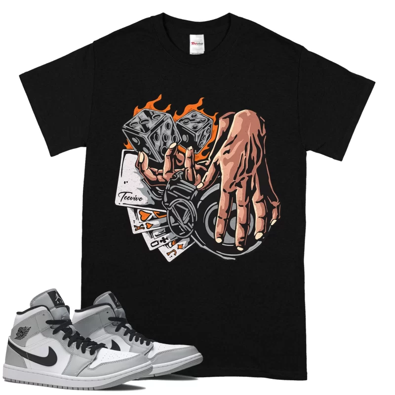 TeeVivo T-Shirt Match Air Jordan 1 Mid Light Smoke Grey Gambling – Air Jordan 1 Shirt, AJ1 Shirt