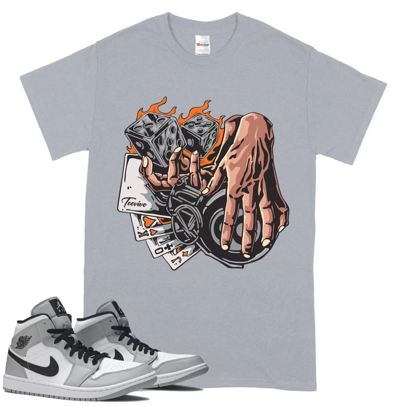 TeeVivo T-Shirt Match Air Jordan 1 Mid Light Smoke Grey Gambling – Air Jordan 1 Shirt, AJ1 Shirt