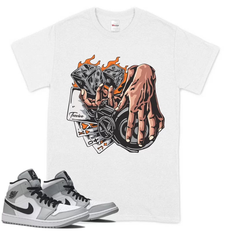 TeeVivo T-Shirt Match Air Jordan 1 Mid Light Smoke Grey Gambling – Air Jordan 1 Shirt, AJ1 Shirt