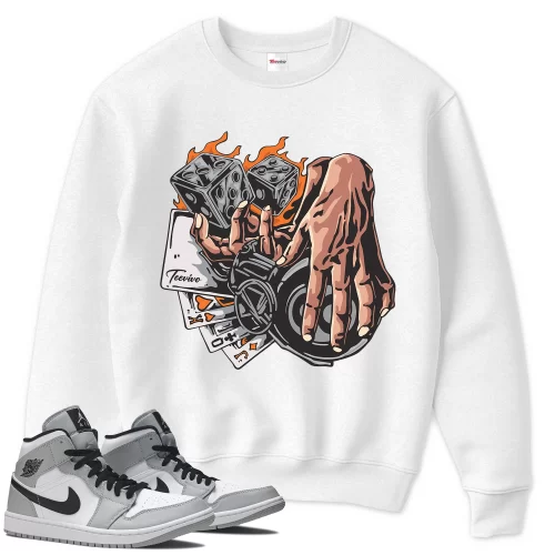TeeVivo Sweatshirt Match Air Jordan 1 Mid Light Smoke Grey Gambling – Air Jordan 1 Sweatshirt, AJ1 Sweatshirt