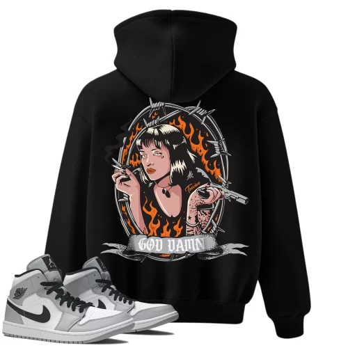 TeeVivo Hoodie Match Air Jordan 1 Mid Light Smoke Grey God Daaamn – Air Jordan 1 Hoodie, AJ1 Hoodie