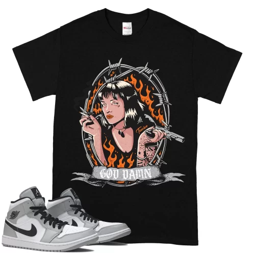TeeVivo T-Shirt Match Air Jordan 1 Mid Light Smoke Grey God Daaamn – Air Jordan 1 Shirt, AJ1 Shirt
