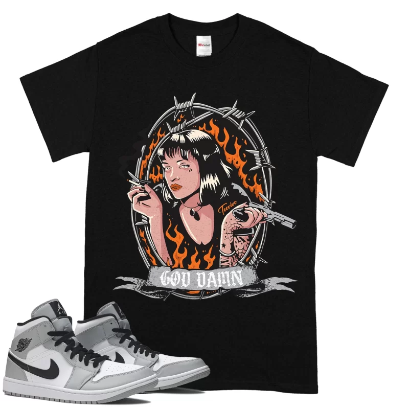 TeeVivo T-Shirt Match Air Jordan 1 Mid Light Smoke Grey God Daaamn – Air Jordan 1 Shirt, AJ1 Shirt