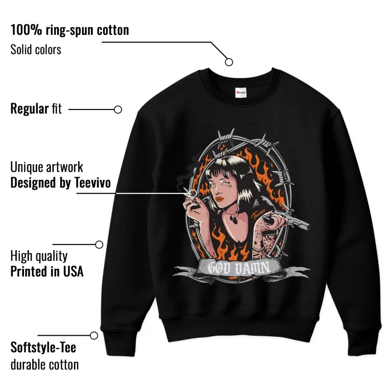TeeVivo Sweatshirt Match Air Jordan 1 Mid Light Smoke Grey God Daaamn – Air Jordan 1 Sweatshirt, AJ1 Sweatshirt