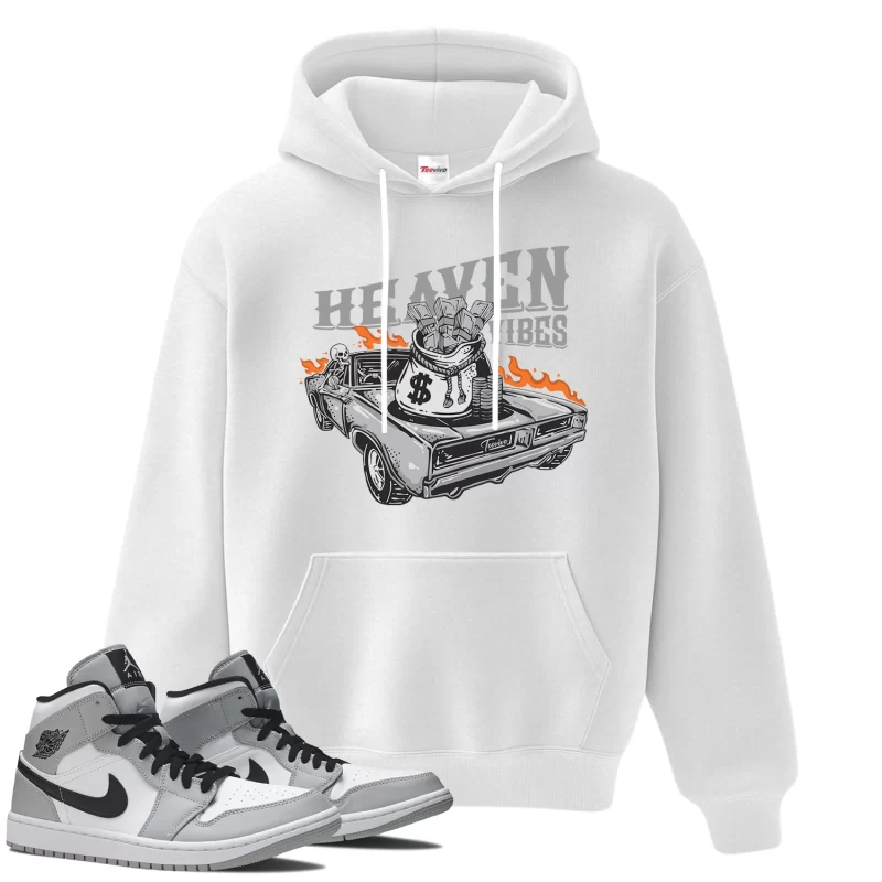 TeeVivo Hoodie Match Air Jordan 1 Mid Light Smoke Grey Heaven vibes – Air Jordan 1 Hoodie, AJ1 Hoodie