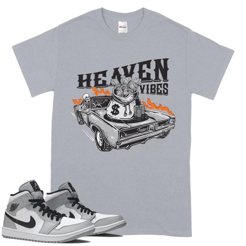 TeeVivo T-Shirt Match Air Jordan 1 Mid Light Smoke Grey Heaven vibes – Air Jordan 1 Shirt, AJ1 Shirt