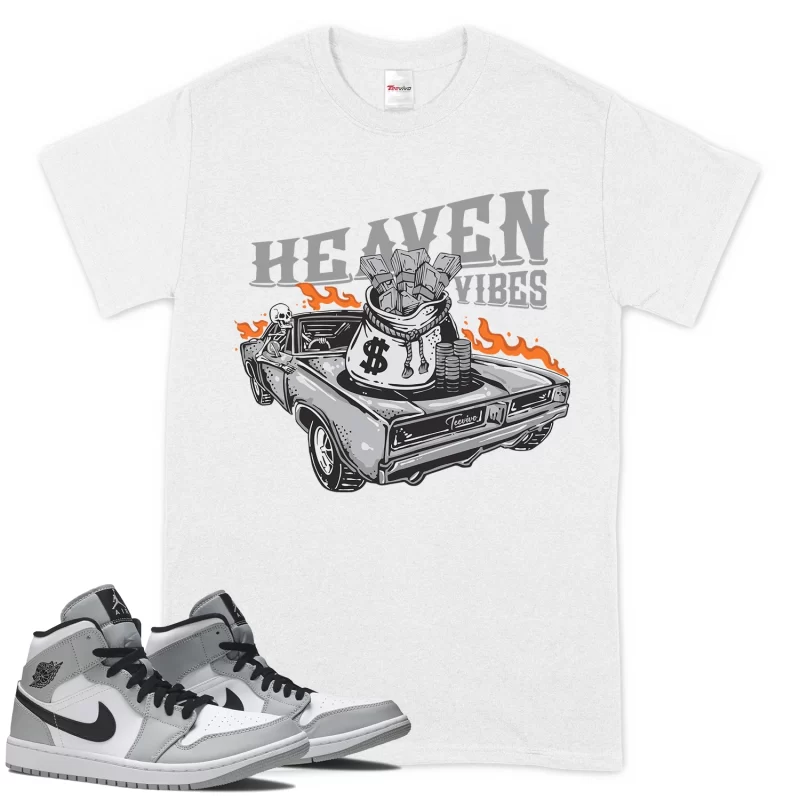 TeeVivo T-Shirt Match Air Jordan 1 Mid Light Smoke Grey Heaven vibes – Air Jordan 1 Shirt, AJ1 Shirt