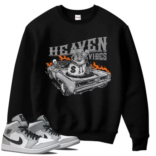 TeeVivo Sweatshirt Match Air Jordan 1 Mid Light Smoke Grey Heaven vibes – Air Jordan 1 Sweatshirt, AJ1 Sweatshirt