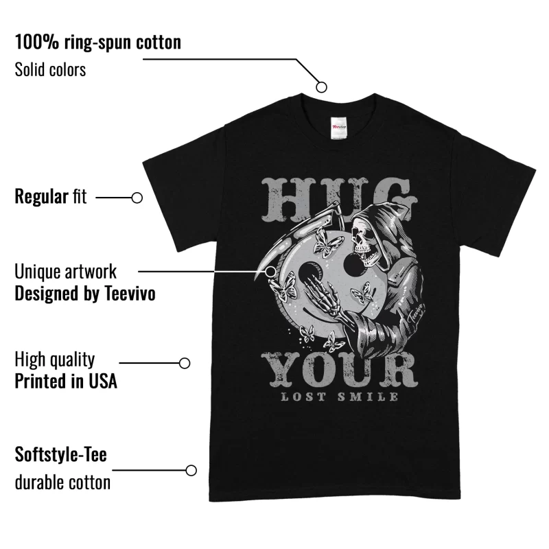 TeeVivo T-Shirt Match Air Jordan 1 Mid Light Smoke Grey Hug your lost smile – Air Jordan 1 Shirt, AJ1 Shirt