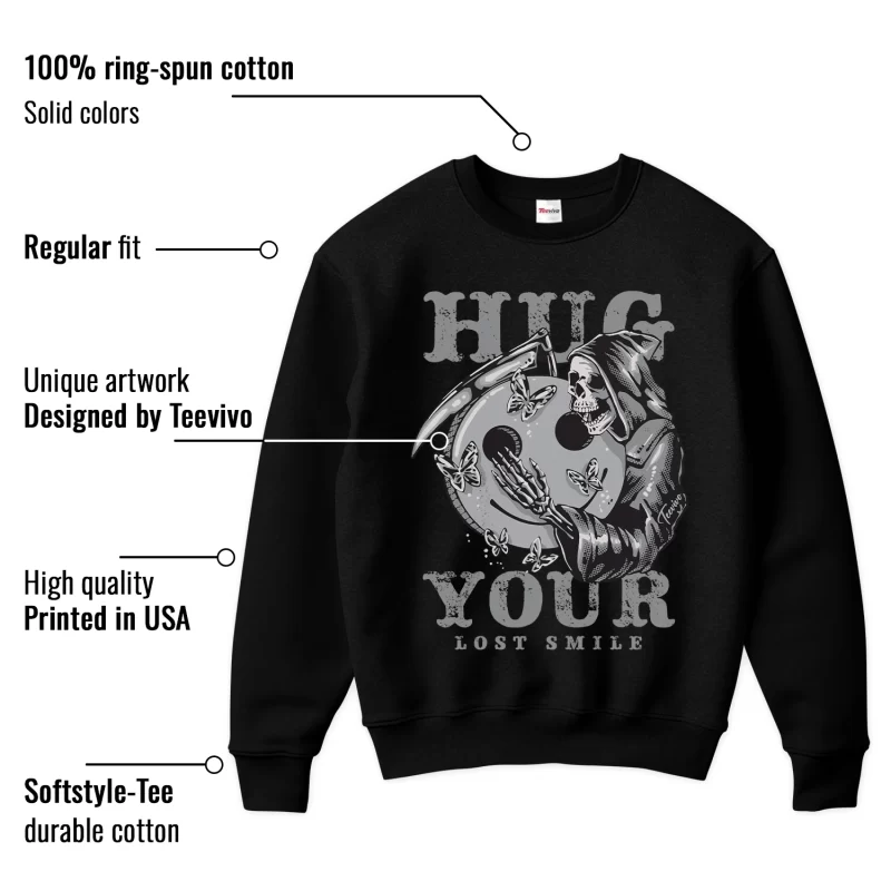 TeeVivo Sweatshirt Match Air Jordan 1 Mid Light Smoke Grey Hug your lost smile – Air Jordan 1 Sweatshirt, AJ1 Sweatshirt