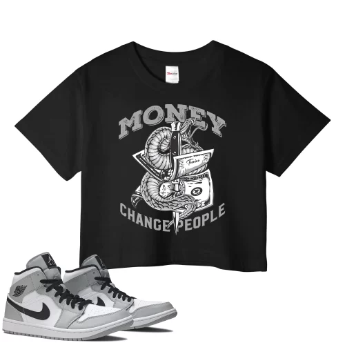 TeeVivo Crop Top Match Air Jordan 1 Mid Light Smoke Grey Money change people – Air Jordan 1 Crop Top, AJ1 Crop Top